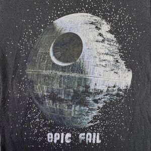 Star Wars Death Star Shirt Men's Small Epic Fail Graphic Black Short Sleeve Tee